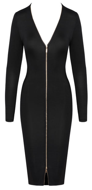 Cottelli PARTY Jurk met gouden ritssluiting - Zwart