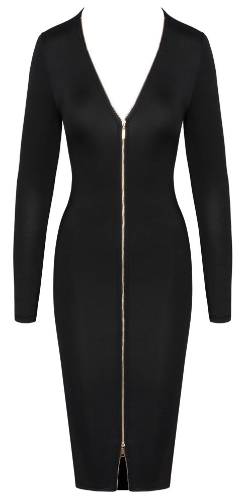 Cottelli PARTY Jurk met gouden ritssluiting - Zwart