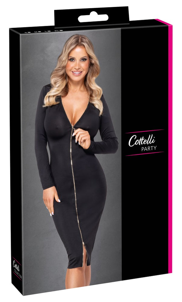Cottelli PARTY jurk met ritssluiting - Zwart - Cottelli PARTY - SKU: 27192901021