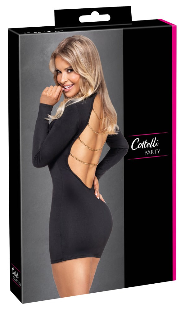 Cottelli PARTY mini-jurk met gouden kettingen - Zwart - Cottelli PARTY - SKU: 27193041021