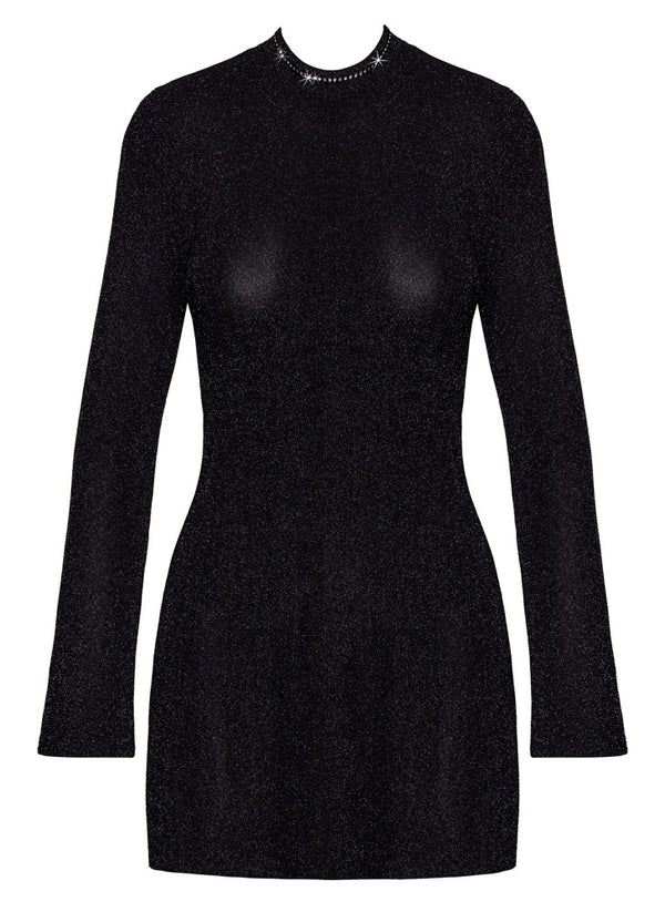 Noir glinsterende mini-jurk met trompetmouwen - Zwart - Noir - SKU: 27193201021