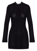 Noir Mini-jurk glinsterend transparant - Zwart