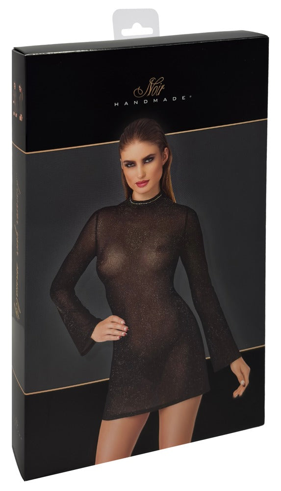 Noir glinsterende mini-jurk met trompetmouwen - Zwart - Noir - SKU: 27193201021