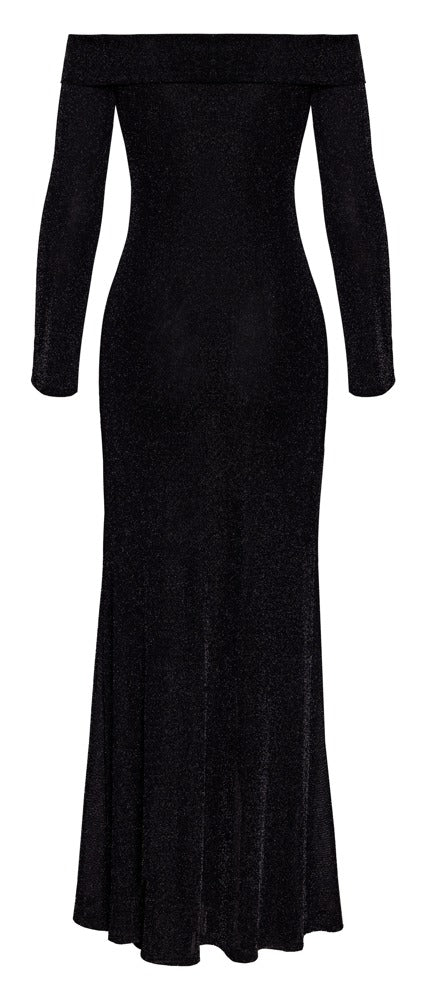Noir glinsterende jurk met trompetmouwen - Zwart - Noir - SKU: 27193391021
