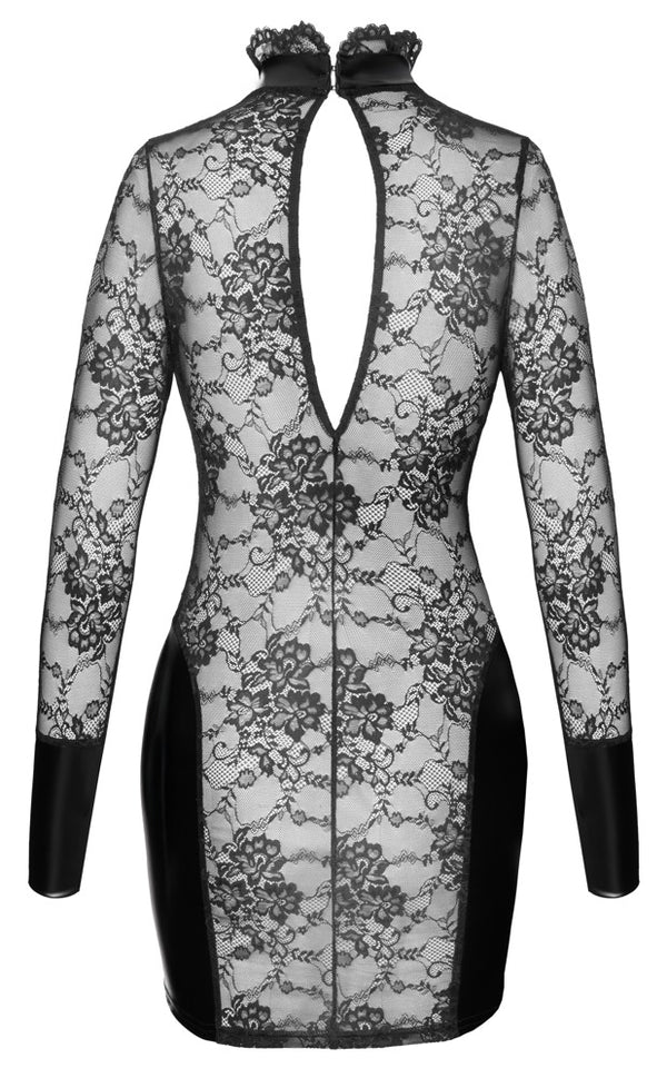 Noir mini-jurk met powerwetlook - Zwart - Noir - SKU: 27193471021