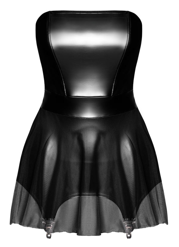 Noir Jarretel jurk met powerwetlook korset - Zwart - Noir - SKU: 27193551021