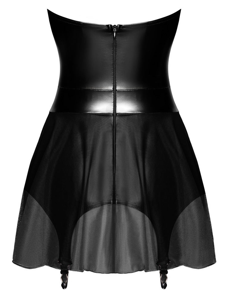 Noir Jarreteljurk strapless met tule rok - Zwart