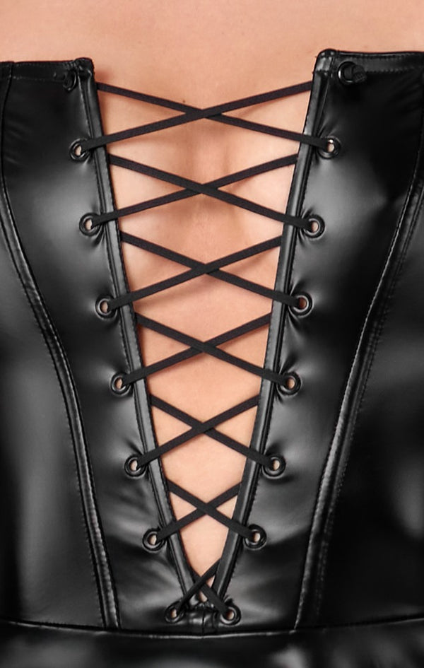 Noir jurk met powerwetlook - Zwart - Noir - SKU: 27193631021