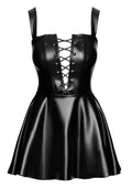 Noir Mini jurk met jarretels en vetersluiting - Zwart