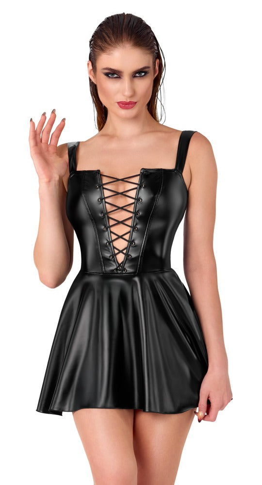 Noir jurk met powerwetlook - Zwart - Noir - SKU: 27193631021