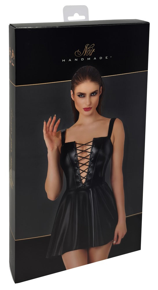 Noir jurk met powerwetlook - Zwart - Noir - SKU: 27193631021