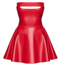 Noir Strapless mini jurk powerwetlook - Rood