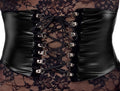 Noir Jurk met powerwetlook details - Zwart