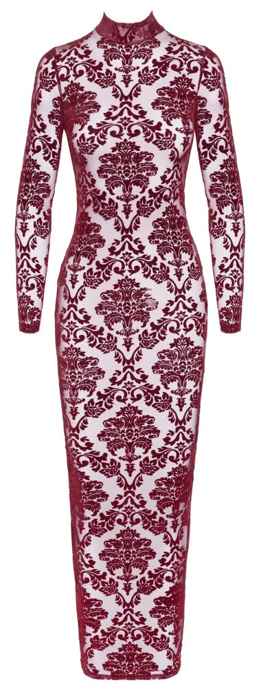 Noir Jurk transparant met fluweel - Rood - Noir - SKU: 27194013021