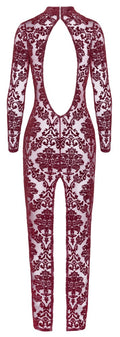 Noir Jurk transparant met fluweel - Rood