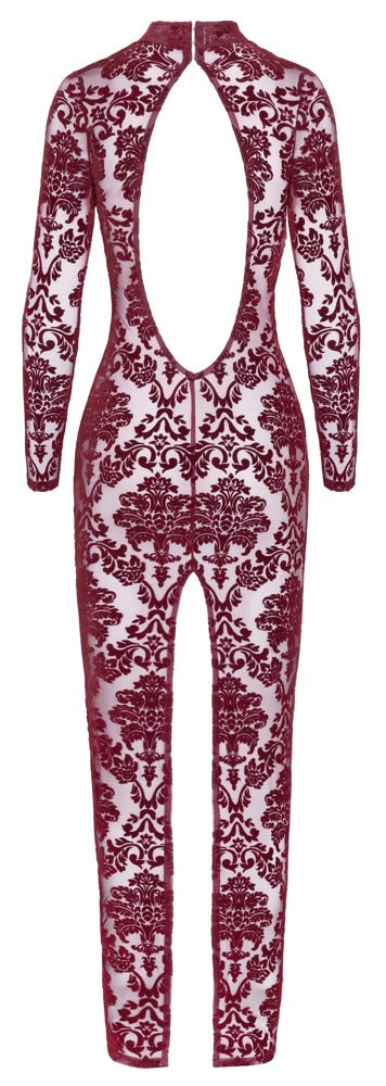 Noir Jurk transparant met fluweel - Rood