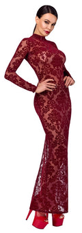 Noir Jurk transparant met fluweel - Rood
