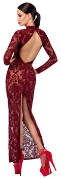 Noir Jurk transparant met fluweel - Rood