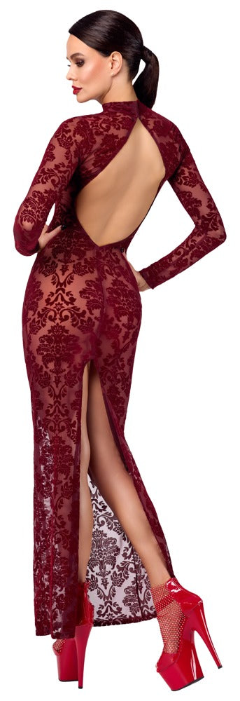 Noir Jurk transparant met fluweel - Rood