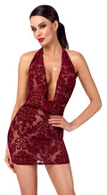 Noir Jurk transparant met fluweelprint - Rood