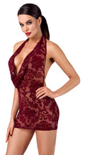 Noir Jurk transparant met fluweelprint - Rood