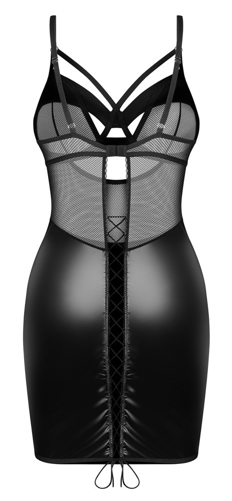 Obsessive Chemise met wetlook rok en thong - Zwart - Obsessive - SKU: 27194281111