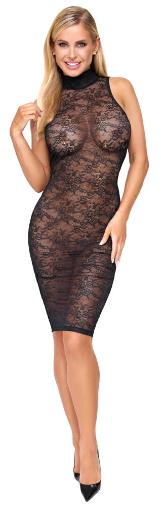 Cottelli LINGERIE kant jurk met bloemenpatroon - Zwart - Cottelli LINGERIE - SKU: 27194871021