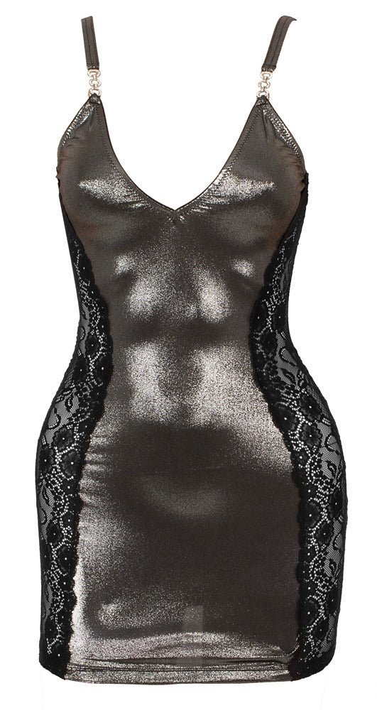 Cottelli PARTY mini-jurk met jarretels - Zilver