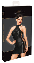 Noir jurk met vetersluiting mini jurk - Zwart