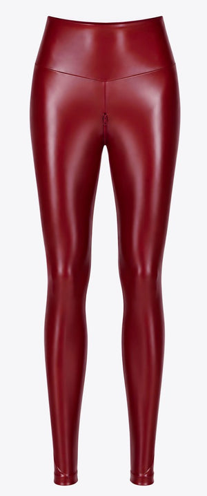 Noir powerwetlook legging - Rood