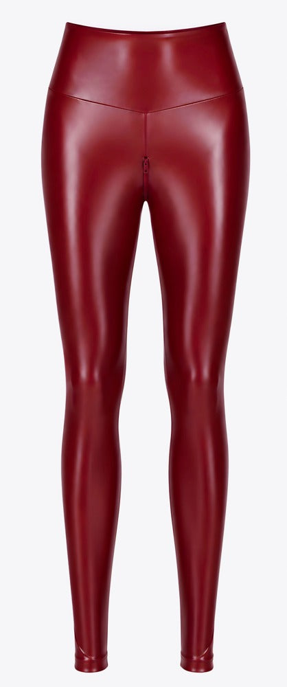 Noir powerwetlook legging - Rood