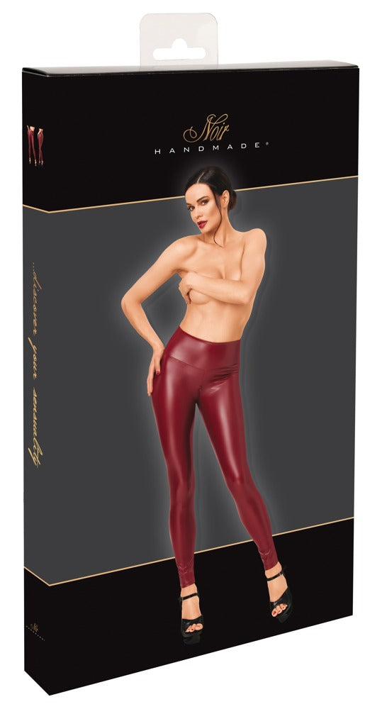 Noir powerwetlook legging - Rood