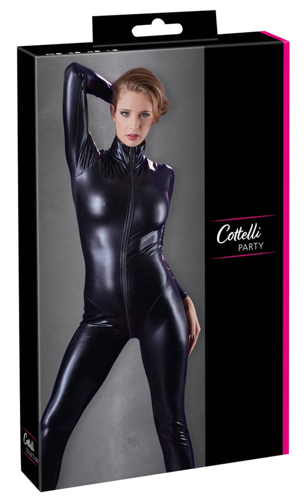 Cottelli PARTY jumpsuit met ritssluiting - Zwart - Cottelli PARTY - SKU: 27303321011