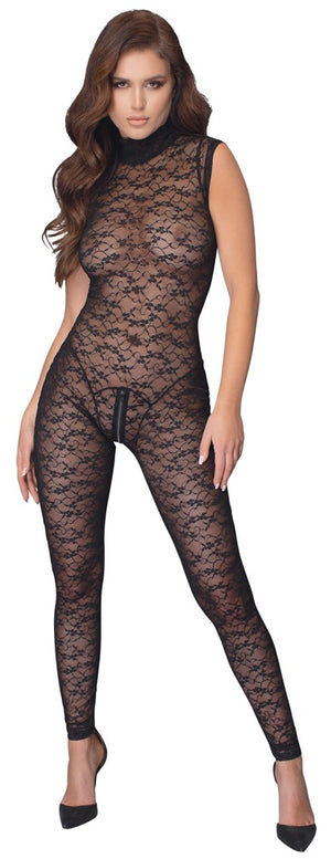 Cottelli LINGERIE transparante jumpsuit - Zwart