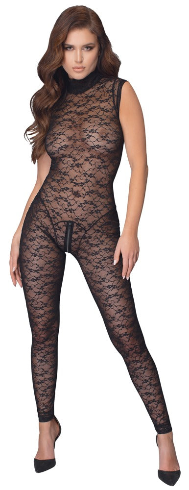 Cottelli LINGERIE transparante jumpsuit - Zwart - Cottelli LINGERIE - SKU: 27305451021