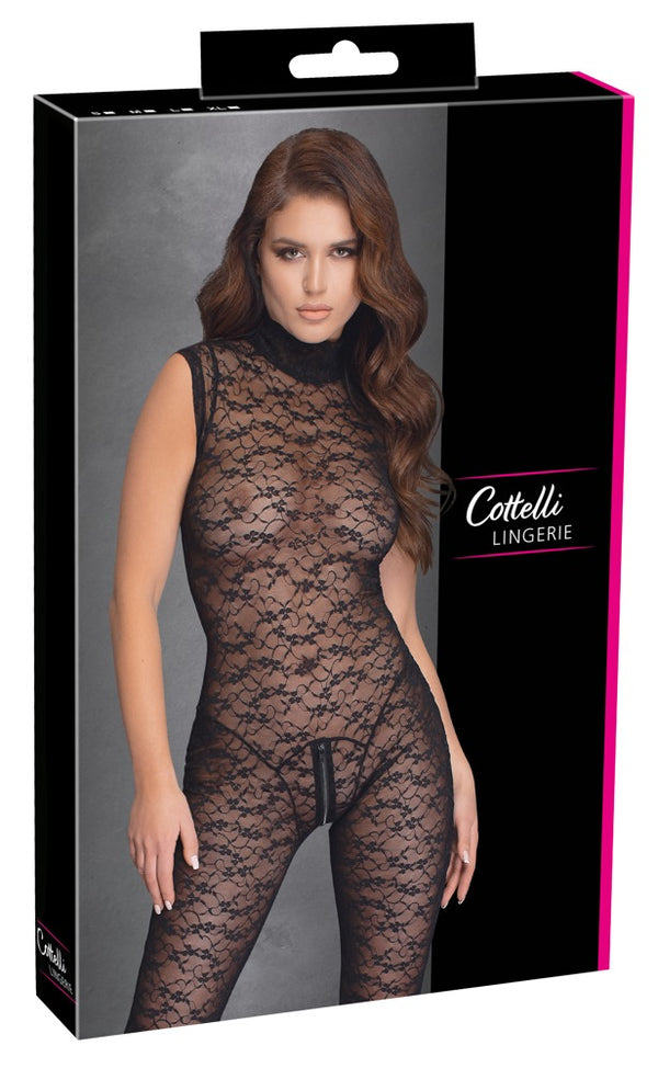 Cottelli LINGERIE transparante jumpsuit - Zwart - Cottelli LINGERIE - SKU: 27305451021