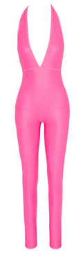 Cottelli PARTY Jumpsuit neon roze met halternek - Roze