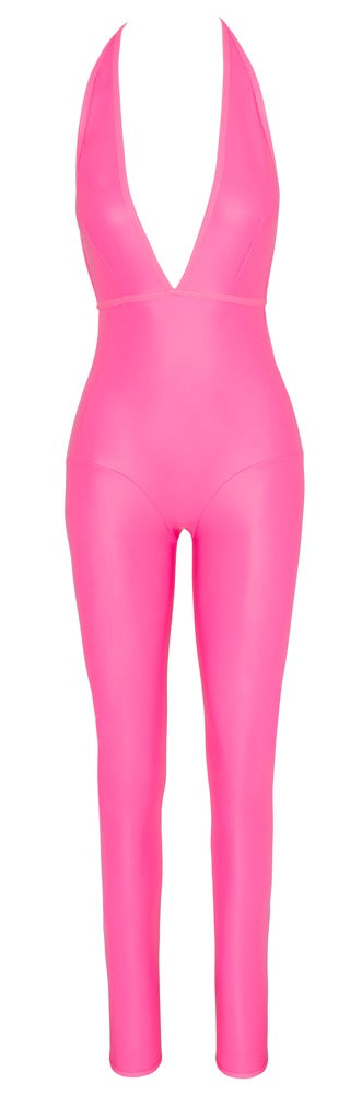 Cottelli PARTY Jumpsuit neon roze met halternek - Roze