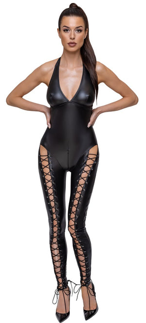 Cottelli PARTY jumpsuit met vetersluiting - Zwart