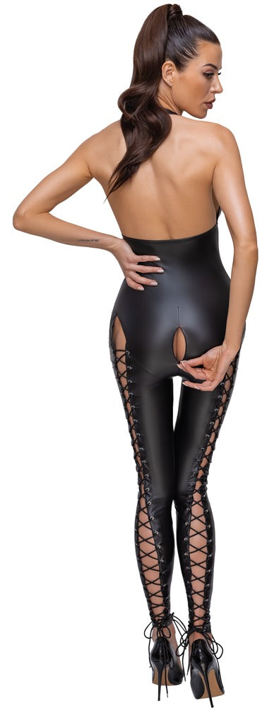 Cottelli PARTY jumpsuit met vetersluiting - Zwart - Cottelli PARTY - SKU: 27306341021
