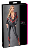 Cottelli PARTY jumpsuit met rode strepen - Zwart