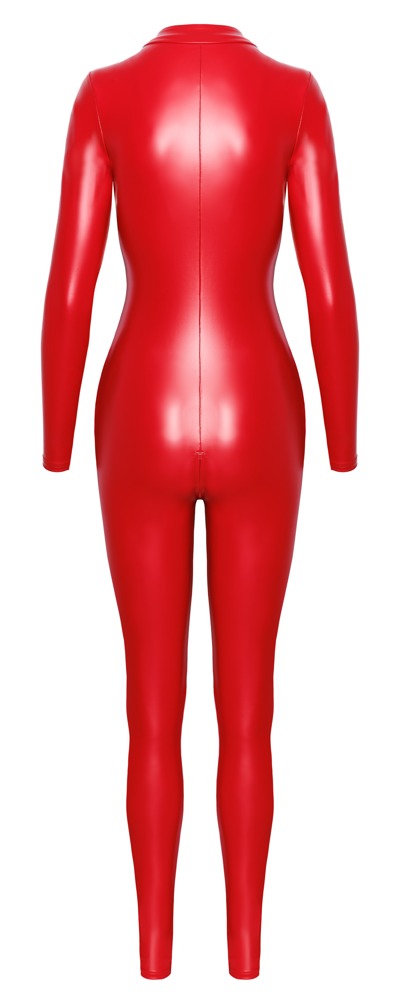 Noir Jumpsuit nauwsluitend met powerwetlook - Rood - Noir - SKU: 27308203021