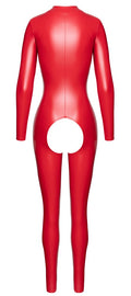 Noir Jumpsuit kruisloos met powerwetlook - **Rood**
