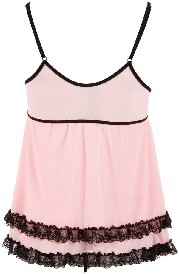 Cottelli LINGERIE Babydoll met kant en jarretels - Roze - Cottelli LINGERIE - SKU: 27400523021