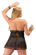 Cottelli CURVES Babydoll halterneck met split cups - Zwart