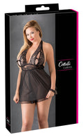 Cottelli CURVES Babydoll halterneck met split cups - Zwart