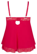 Cottelli CURVES Babydoll met splitjes en jarretels - Rood