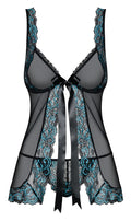 Obsessive Babydoll transparant met kant - Zwart