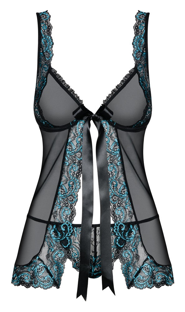 Obsessive Babydoll transparant met kant - Zwart - Obsessive - SKU: 27412371111
