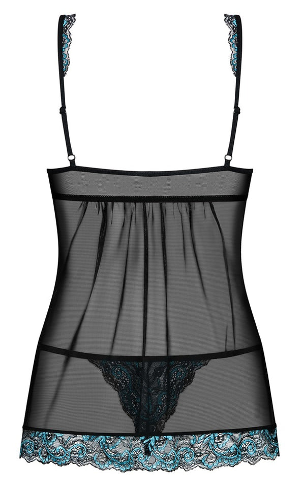 Obsessive Babydoll transparant met kant - Zwart - Obsessive - SKU: 27412371111